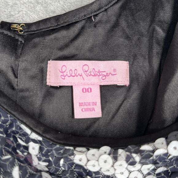 Lilly Pulitzer Dress Womens 00‎ Black White Zebra Print Sheath Sequins Going Out - Picture 7 of 9